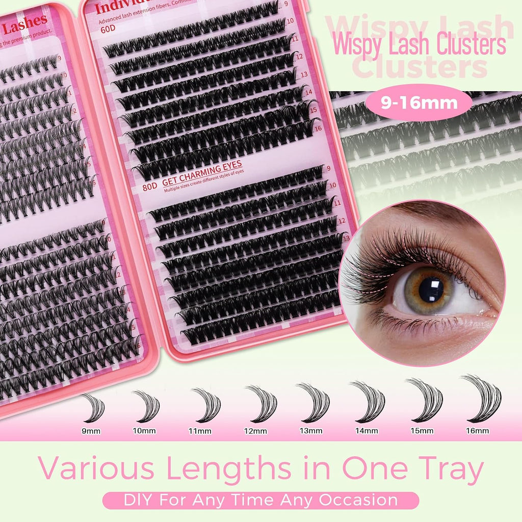 Lash Clusters Kit for Beginners Eyelash Clusters Kit Lashes Clusters Kit Cluster Lashes Pestañas Postizas Naturales with
