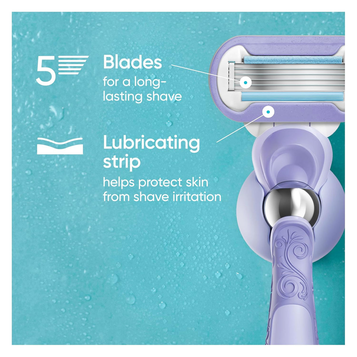 Gillette Venus Deluxe Smooth Swirl Womens Razor Blade Refills, 6 Count, Moisture Ribbon to Protect Against Irritation
