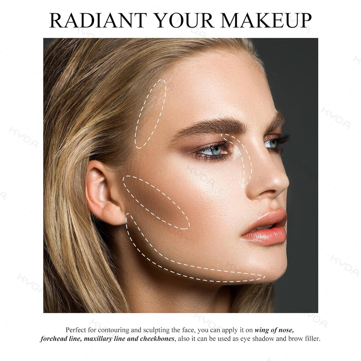 KYDA Face Sculpting Contour Palette, Smooth Matte Contour Pressed Powder, Ultra-fine Lightweight, Easy to Blend, Multius