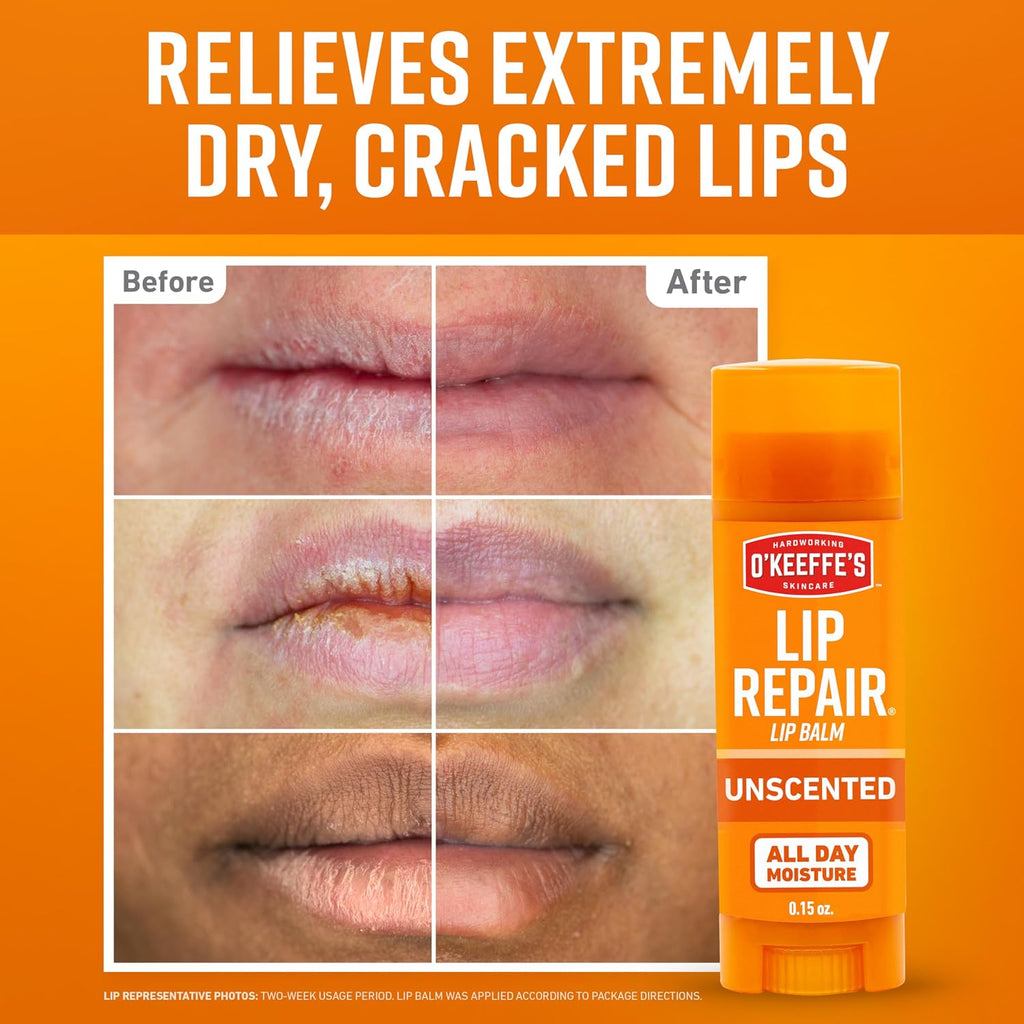O'Keeffe's Lip Repair Unscented Balm, 2-Pack