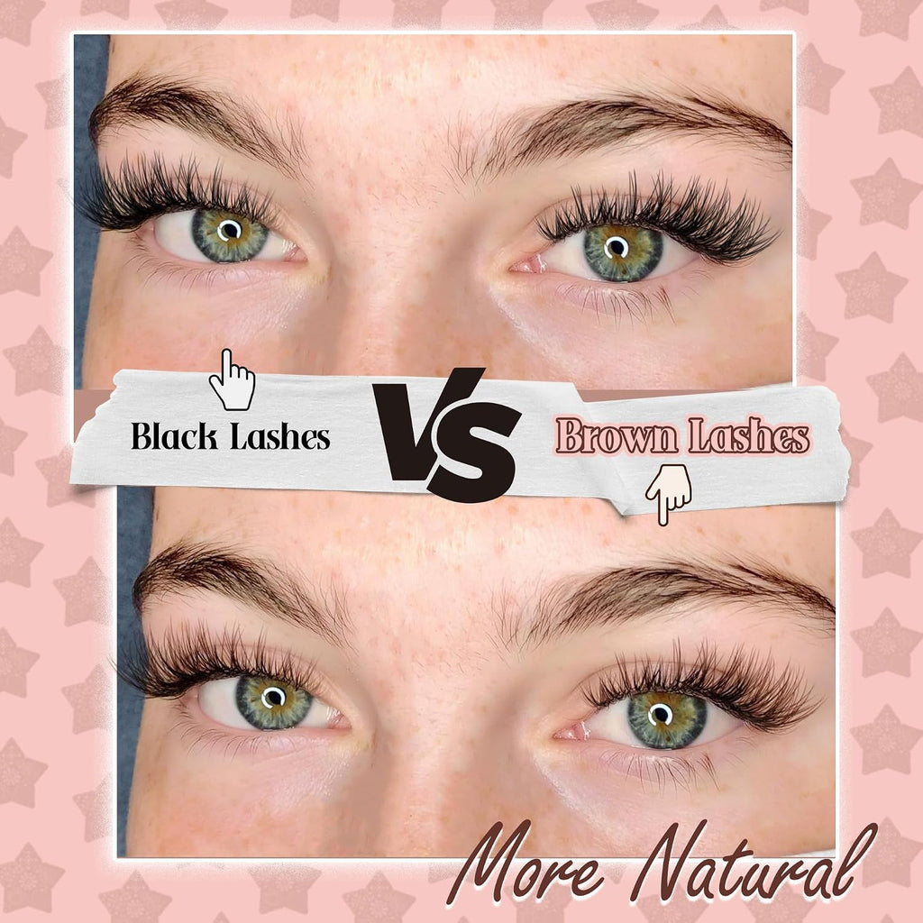 Mavphnee Brown Lash Clusters Natural Lash Extensions Wispy Eyelash Clusters 168 Pcs C Curl Lashes Clusters for Everyday 
