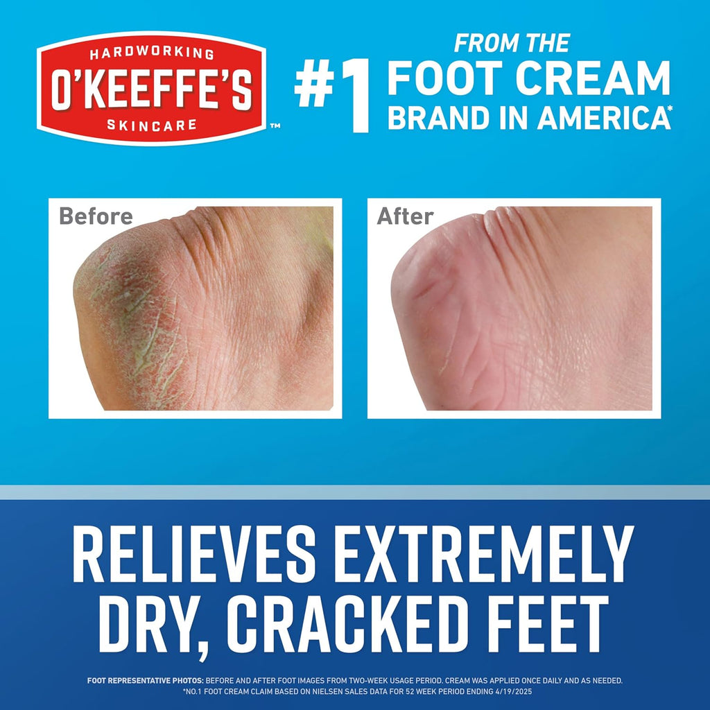 O'Keeffe's for Healthy Feet Foot Cream, 3 oz Tube, 2-Pack, Non-Greasy