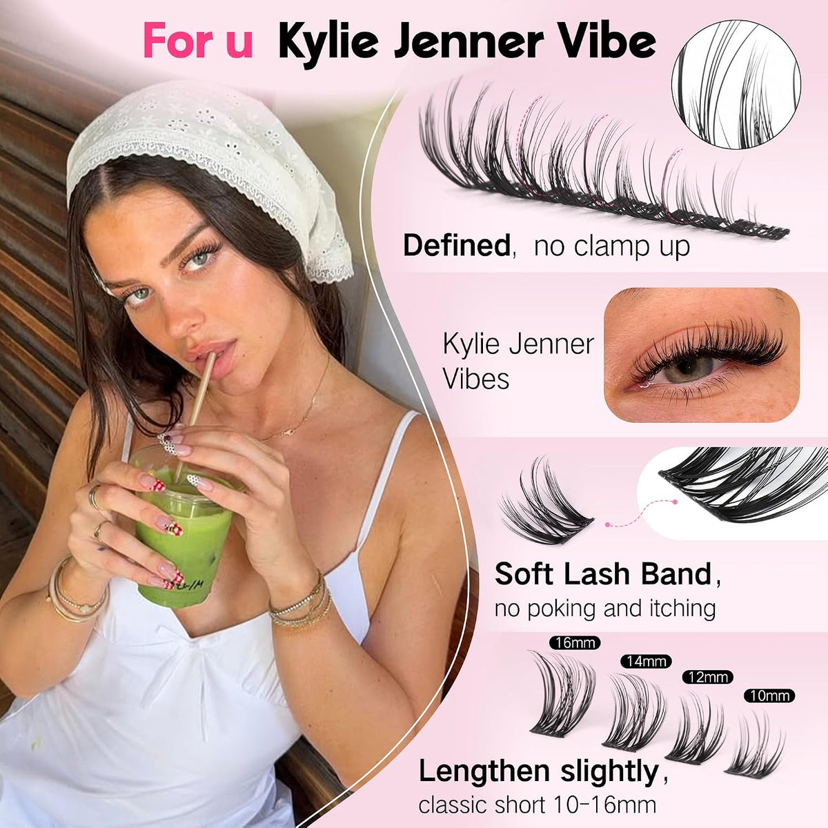 Goddvenus Lash Clusters Natural Wispy Cluster Eyelash Extensions, DIY Lash Extension at Home for Natural Look, D Curly I
