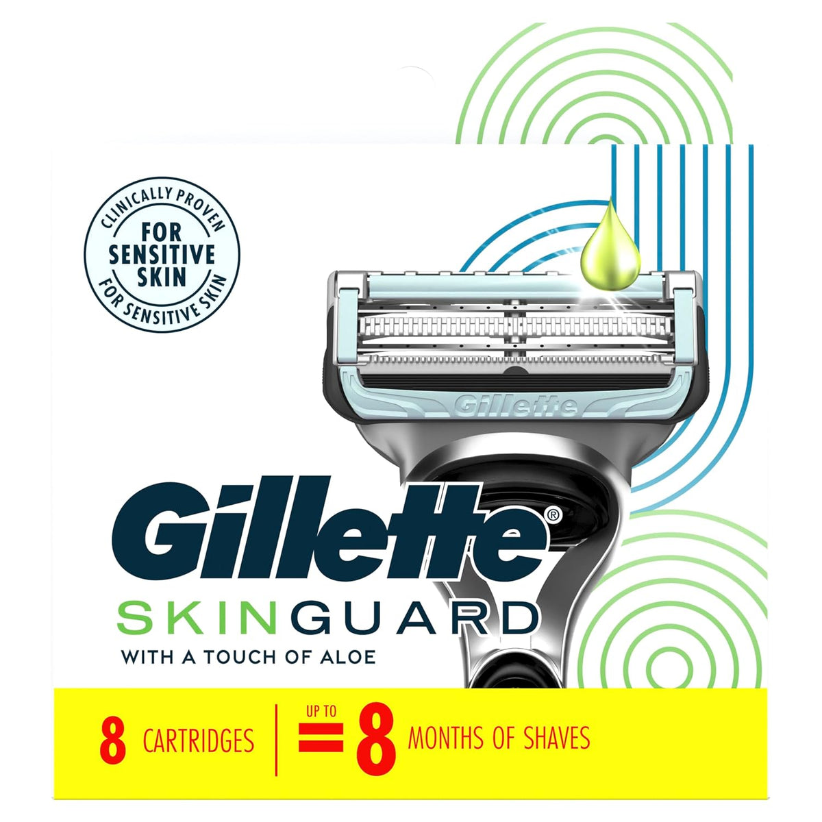 Gillette SkinGuard Razor Blade Refills for Men, 2 Blade Cartridge, SkinGuard for Sensitive Skin, Lubrication, Fits SkinG