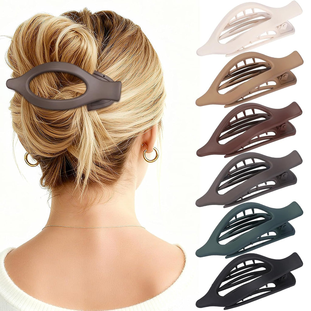 Flat Hair Clips for Women - 6 PCS French Flat Claw Clips Medium Hair Clips for Girls Large Hair Claw Clips for Thick or 