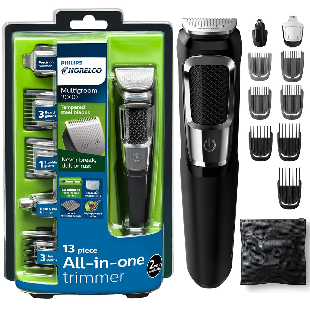 Philips Norelco All-in-One 3000 13-in-1 Trimmer, Face & Hair, Steel Blades