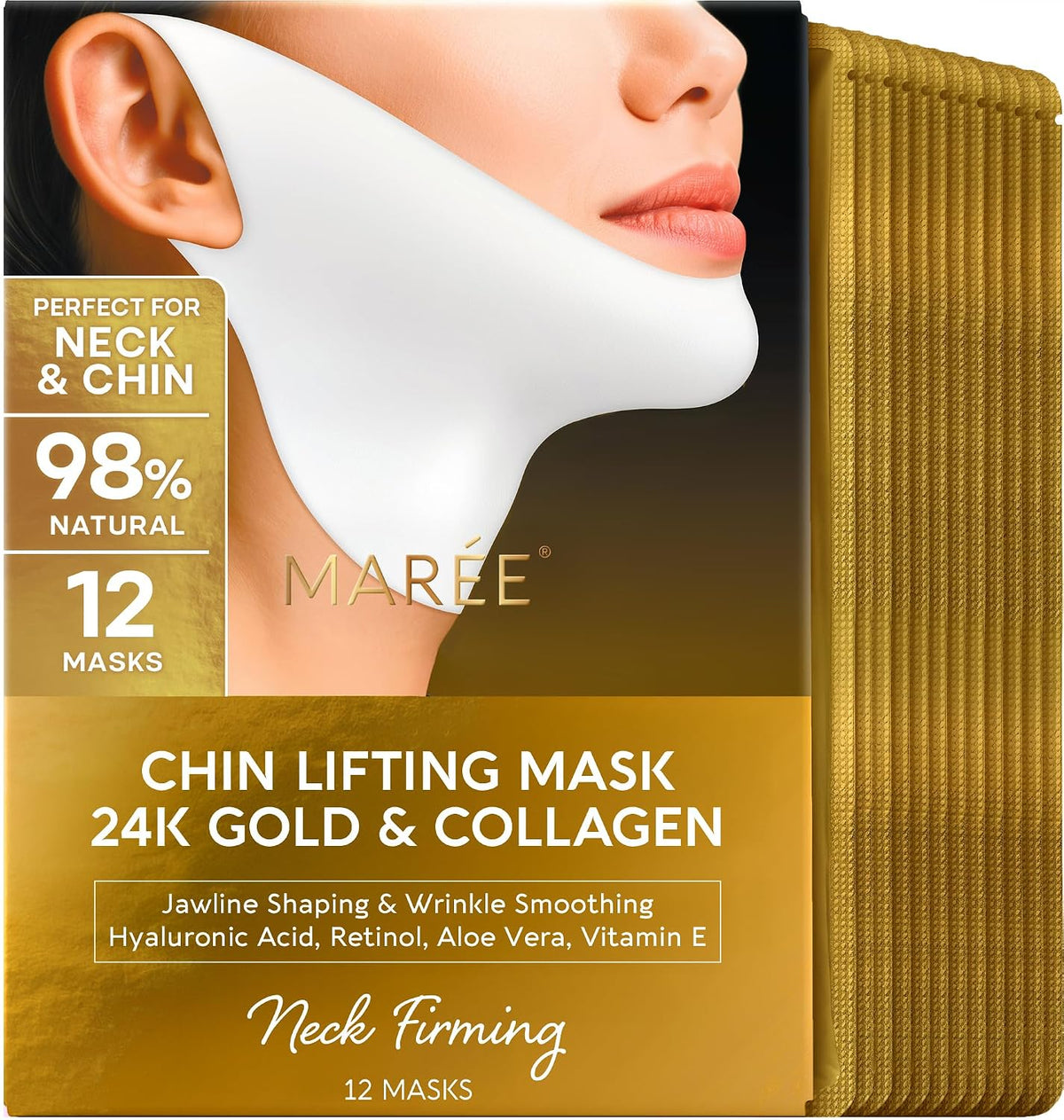 MAREE V Line Lifting Mask - Gold Face Lift Tape & Double Chin Lifting Mask