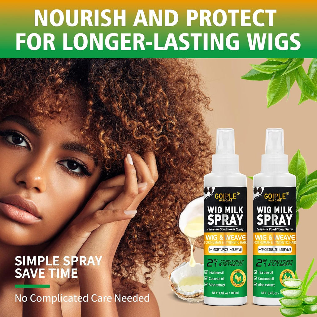 Goiple Wig Milk Spray Wig Spray for Synthetic Hair, Leave-In Conditioner for Hair Wigs, Conditioner ＆ Detangler 2 in 1 M