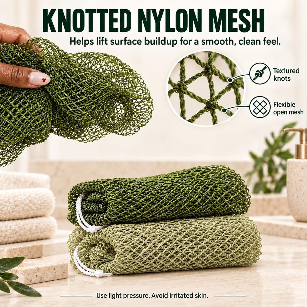 African Net Sponge, Exfoliating Body Scrubber for Back, 2 Pack