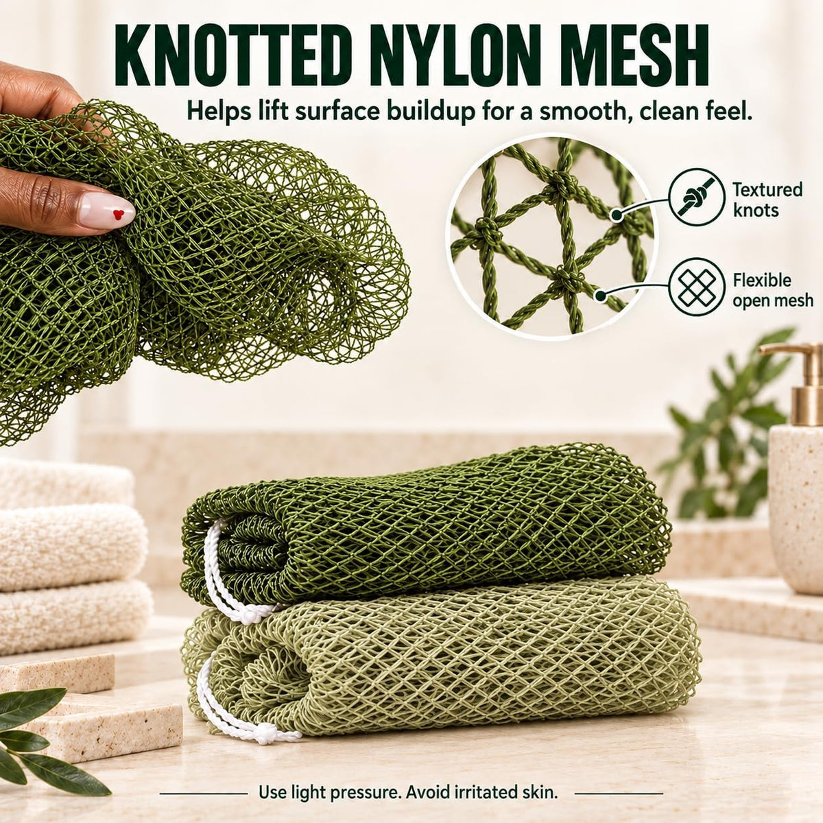 African Net Sponge, Exfoliating Body Scrubber for Back, 2 Pack