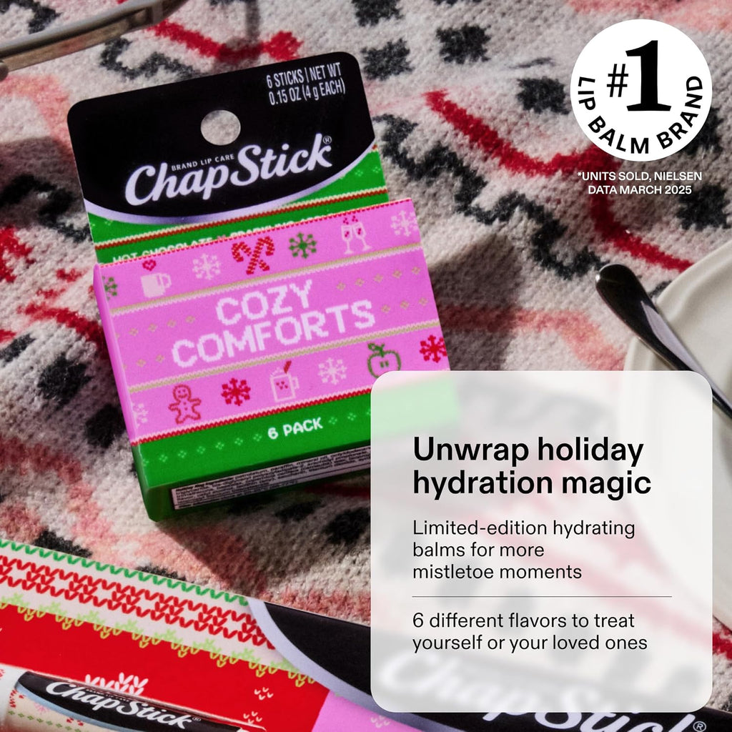 ChapStick Stocking Stuffers Cozy Comforts Lip Balm Holiday Gift Set, Moisturizing Daily Lip Care For Dry, Chapped Lips, 