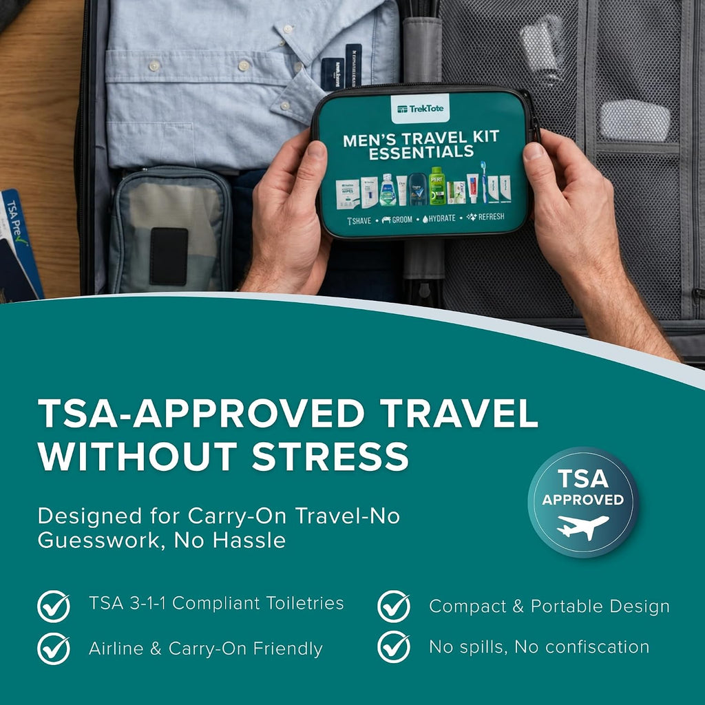 Travel Essentials For Men Travel Kit With Name Brand Travel Size Toiletries