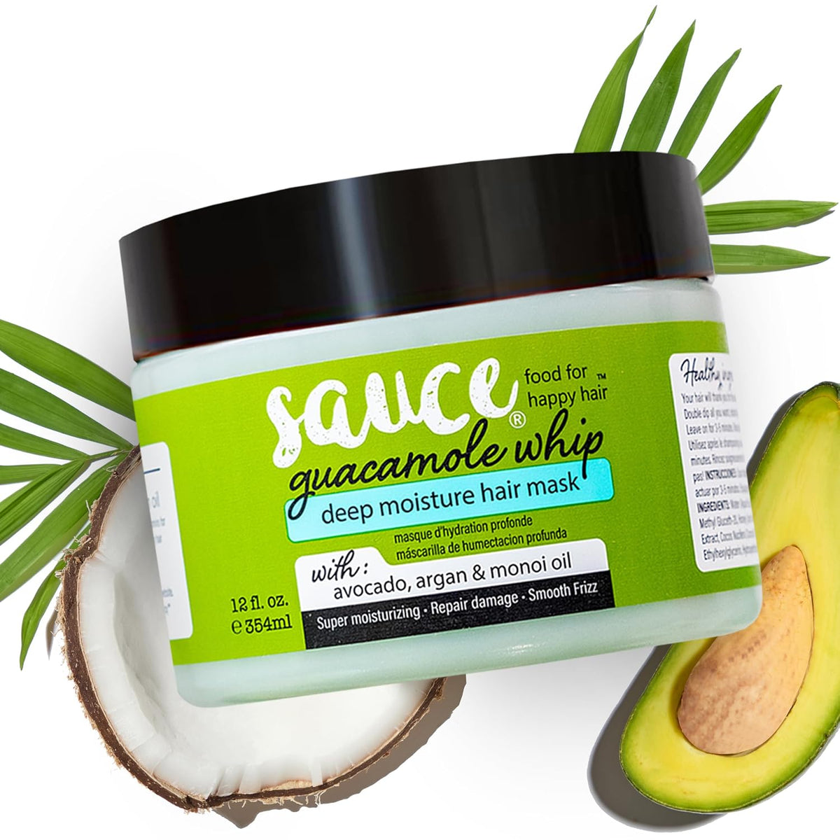 SAUCE Deep Conditioning Hair Mask, Guacamole Whip, 12 Fl Oz