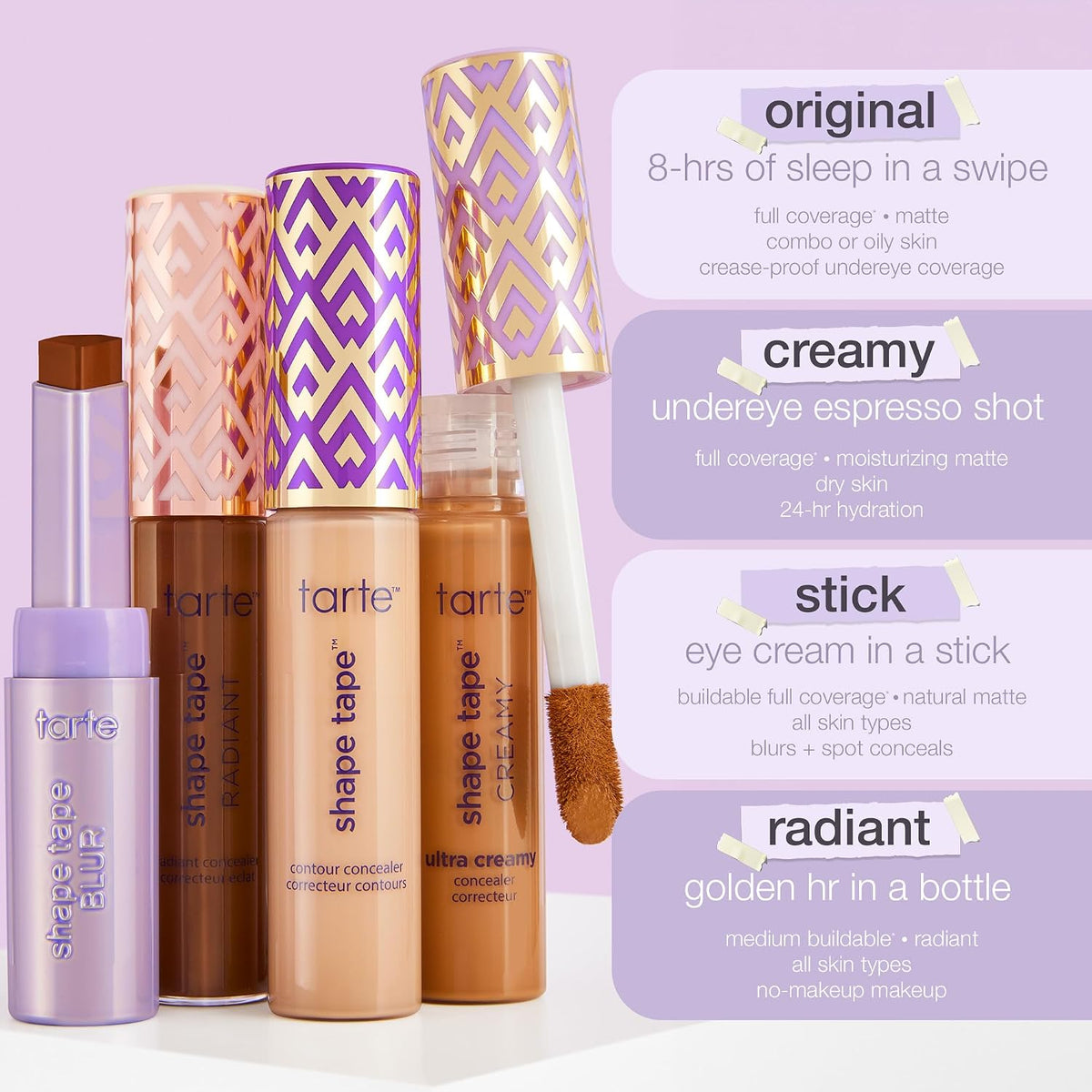 tarte shape tape concealer – Full-Coverage Creaseless Soft Matte Finish, Brightening Under-Eye & Face Makeup, 16hr Longw