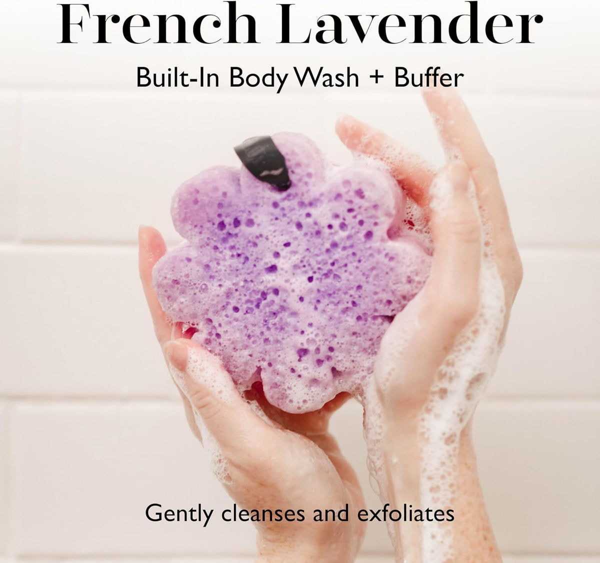 Spongellé French Lavender Wild Flower Bath Sponge | Built-in Body Wash & Body Scrubber, Shower Loofah Sponge for Women |