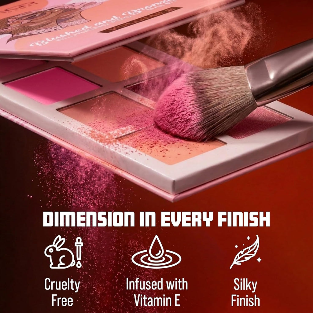 Juvia’s Place Blushed & Bronzed Blurring Pro Palette Volume 2 – 8 Shade Blush & Bronzed Palette, Matte & Shimmer Finishe