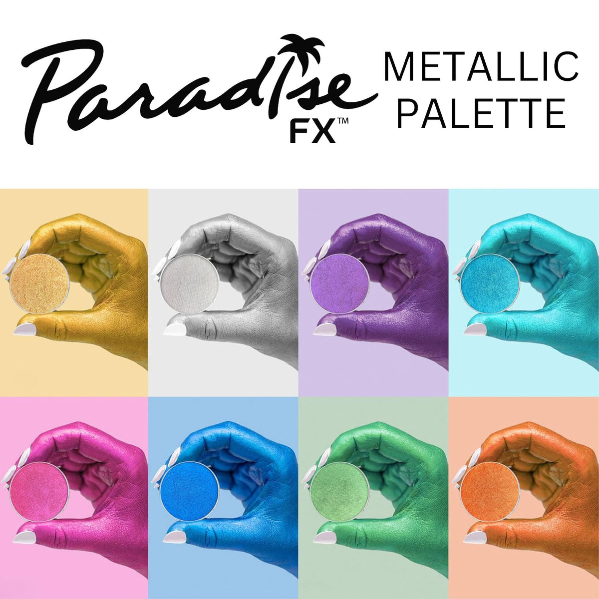 Mehron Makeup Paradise FX - METALLIC PALETTE, Water-Activated Face Paint