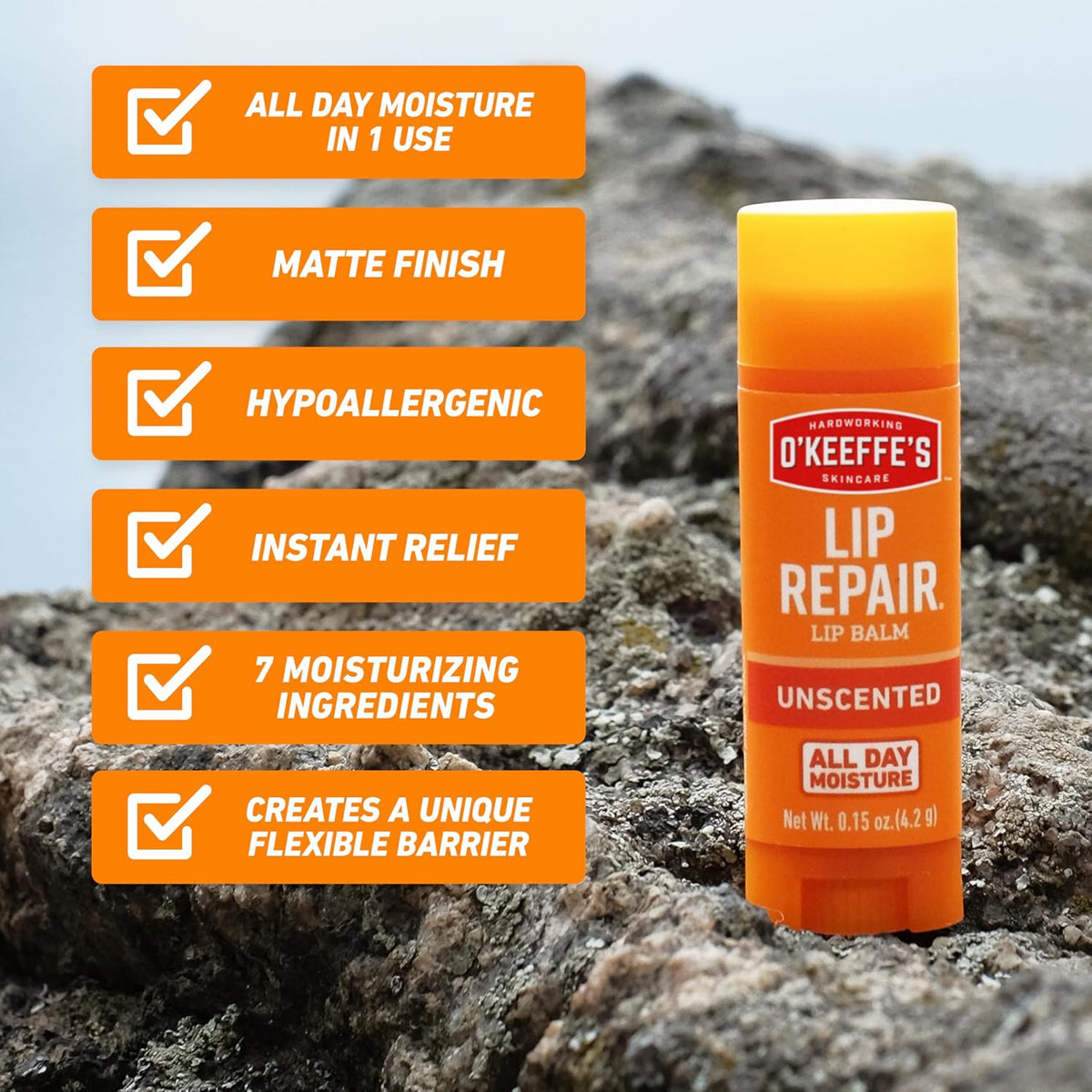 O'Keeffe's Lip Repair Unscented Balm, 2-Pack