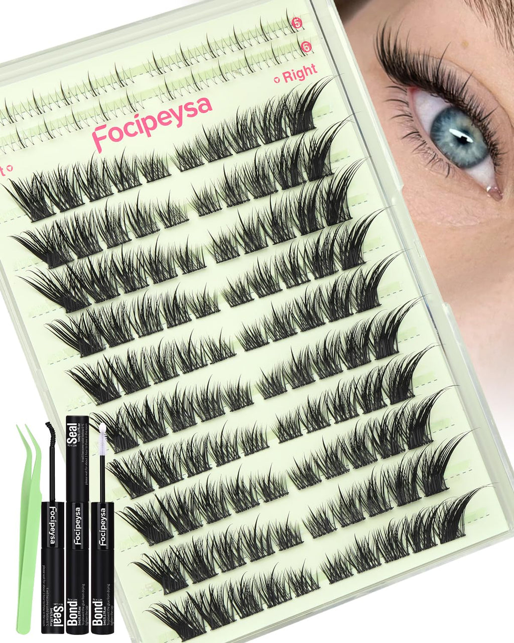 Focipeysa Wispy Lash Clusters Spiky Eyelash Clusters 10-18mm Eyelash Extensions Fox Eye Eyelash Right Left Individual La