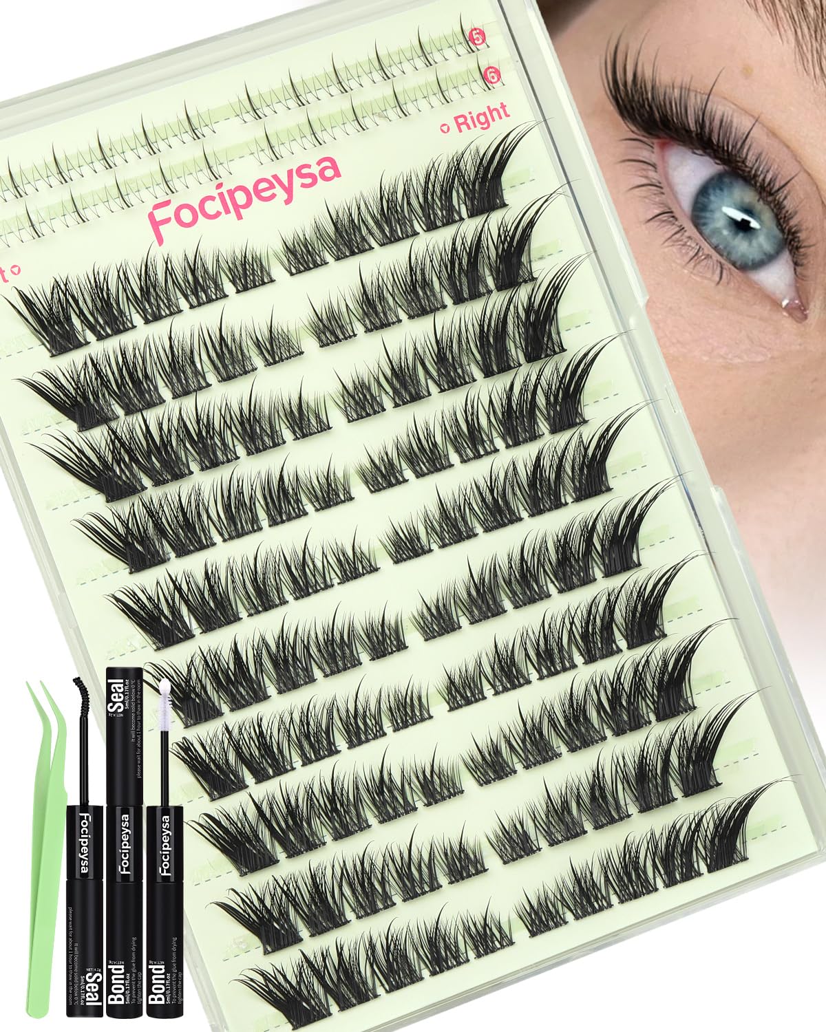 Focipeysa Wispy Lash Clusters Spiky Eyelash Clusters 10-18mm Eyelash Extensions Fox Eye Eyelash Right Left Individual La