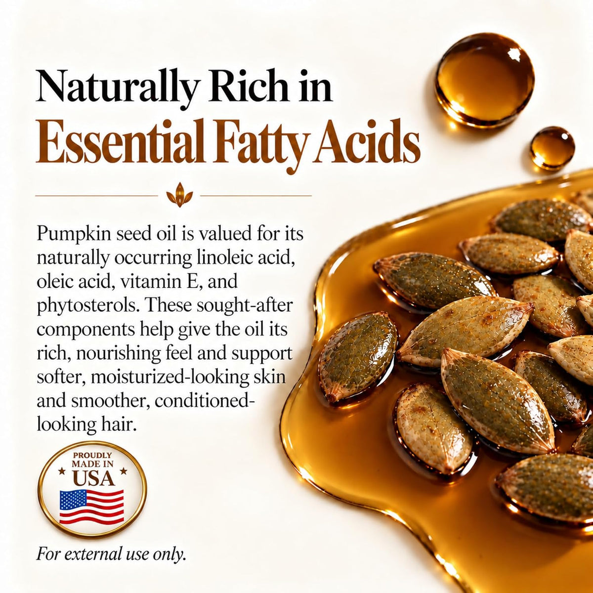 Pumpkin Seed Oil, USA Grown, USDA Organic Pumpkin Seed Oil for Hair Growth