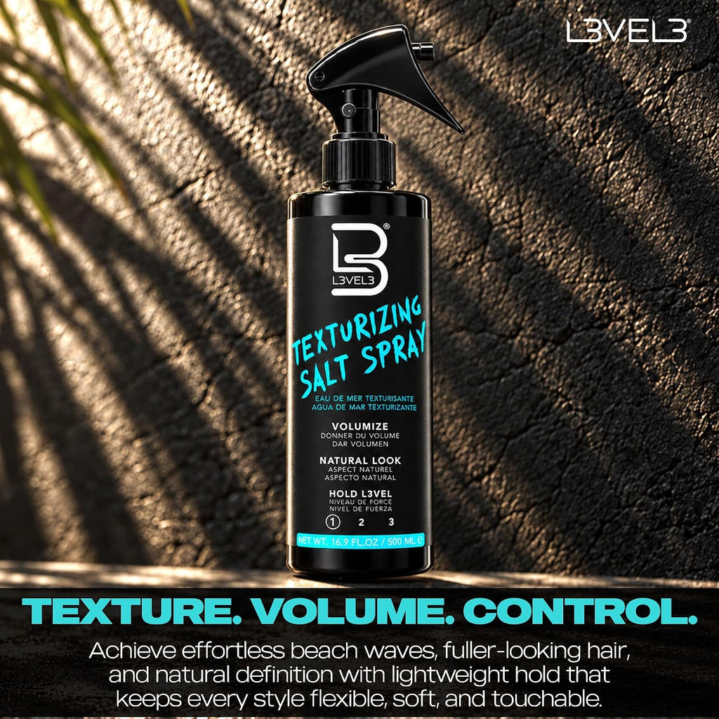 L3 Level 3 Sea Salt Spray for Hair, Texturizing, Beachy Waves, 8.45 fl oz