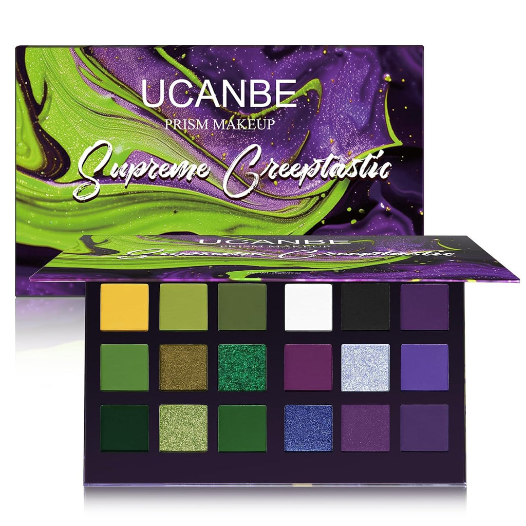 Green Purple Goth Eyeshadow Palette Makeup- 18 Colors Matte Shimmer Metallic Bright & Dark Smoky Gothic Eye Shadows for 