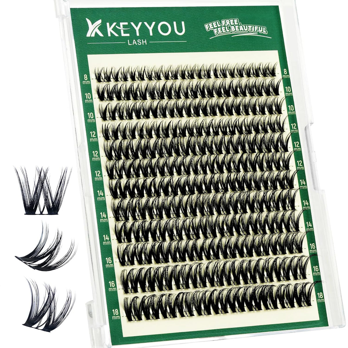 KEYYOU Flora Lash Clusters D Curl Wispy Flaunt Eyelash Extensions F01
