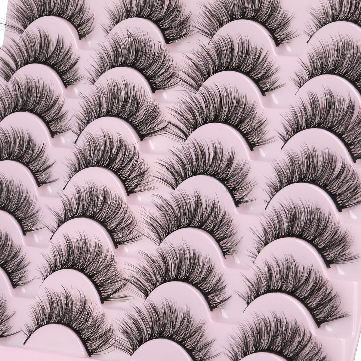 False Eyelashes 14mm Faux 3D Mink Lashes Natural Look Cat Eye Wispy Lashes Pack by Kiromiro, 14 Pairs