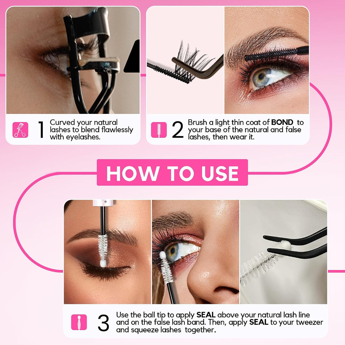 LA MAESII Lash Cluster Glue, 2 in 1 Lash Bond and Seal, Black Eyelash Glue