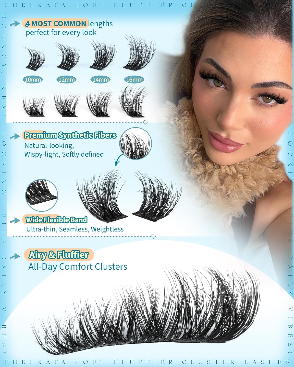 Fluffy Lash Clusters Wispy Eyelash Clusters Natural C Curl