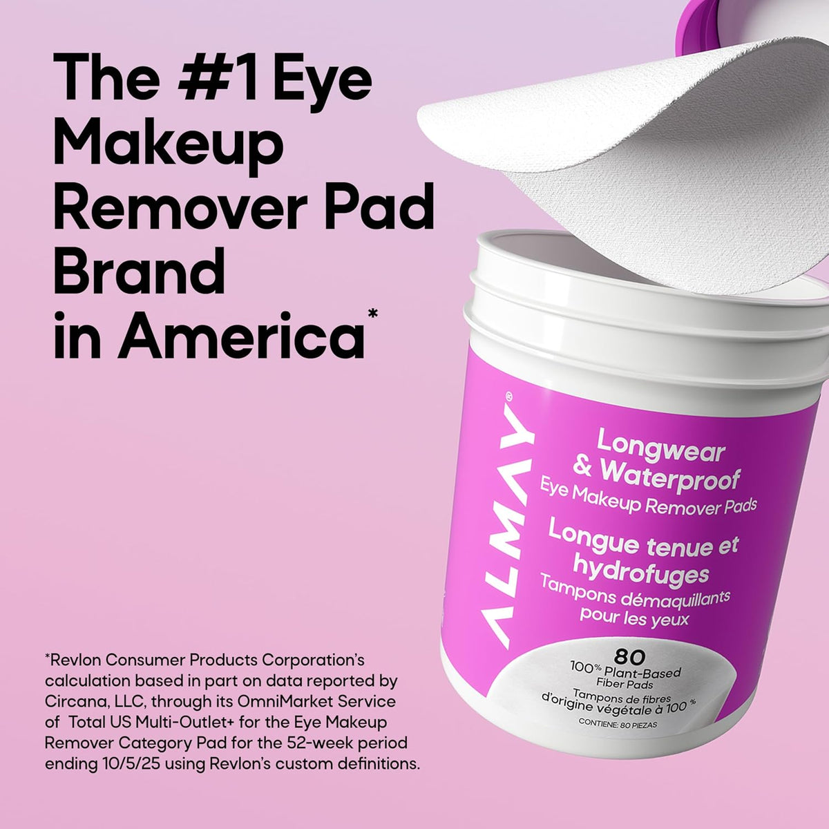 Almay Longwear & Waterproof Eye Makeup Remover Pads, 120 Count