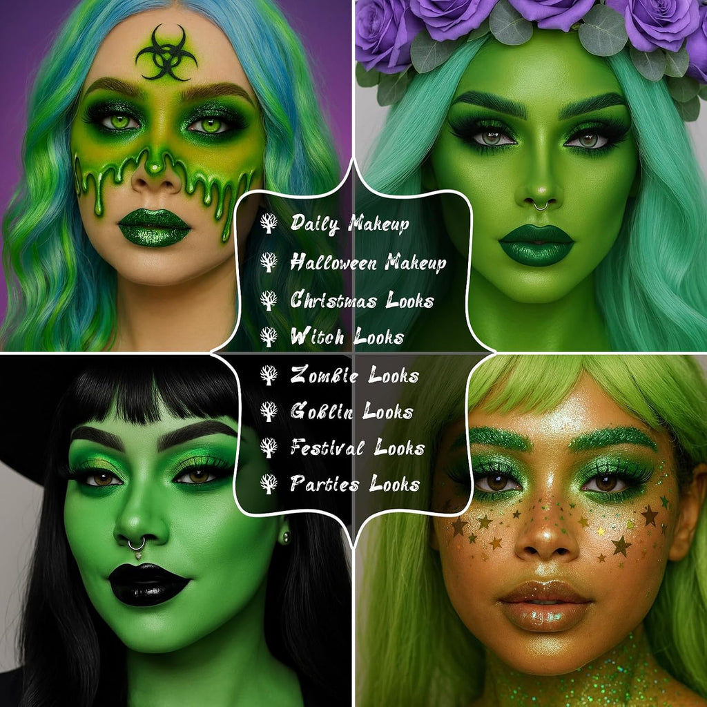 UCANBE Green Eyeshadow Makeup Palette, 15 Colors Bright Dark Green Shimmer Matte Metallic Glitter Eye Shadow, Forest Eme