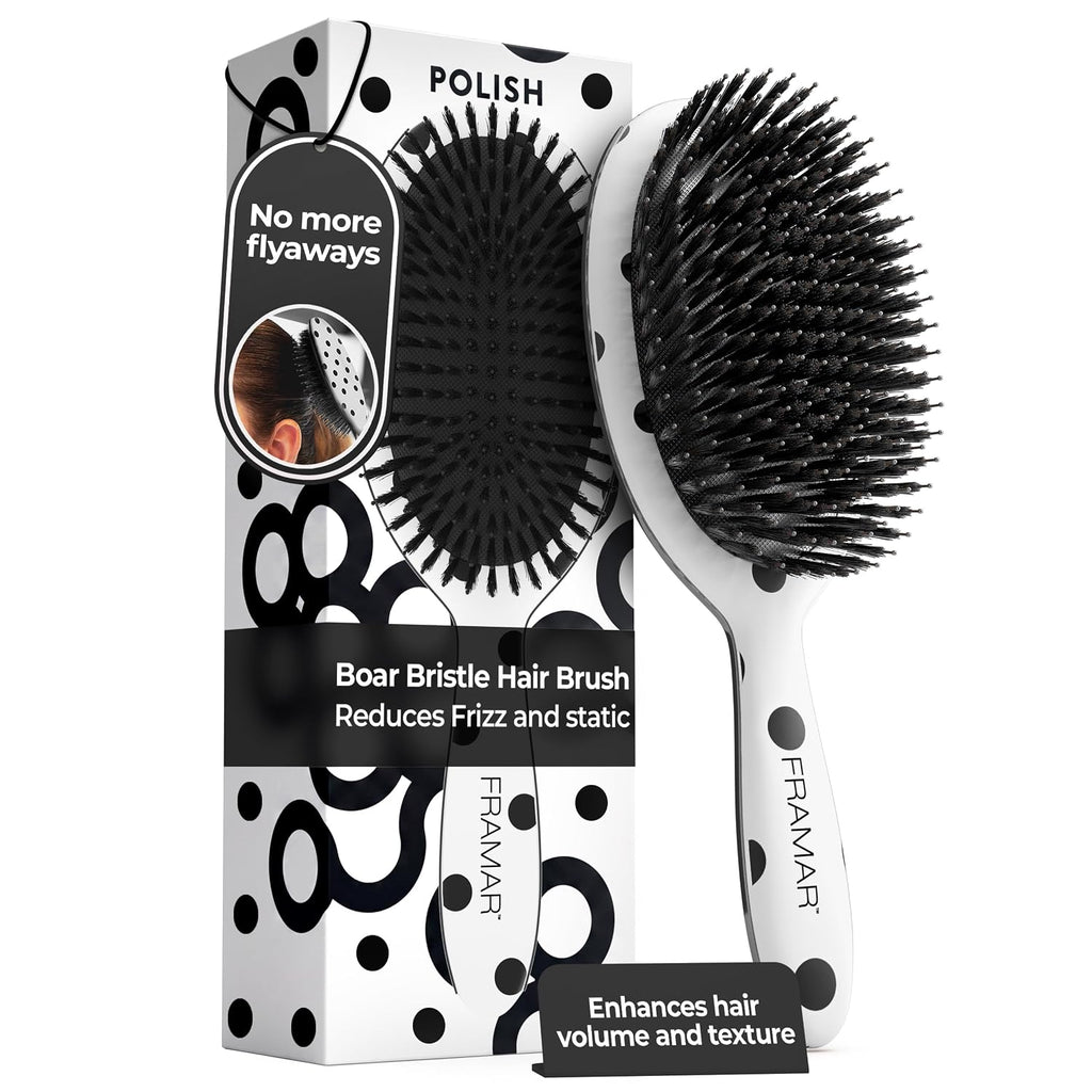 FRAMAR Soft Boar Bristle Hair Brush For Women, Boars Hair Brush For Women