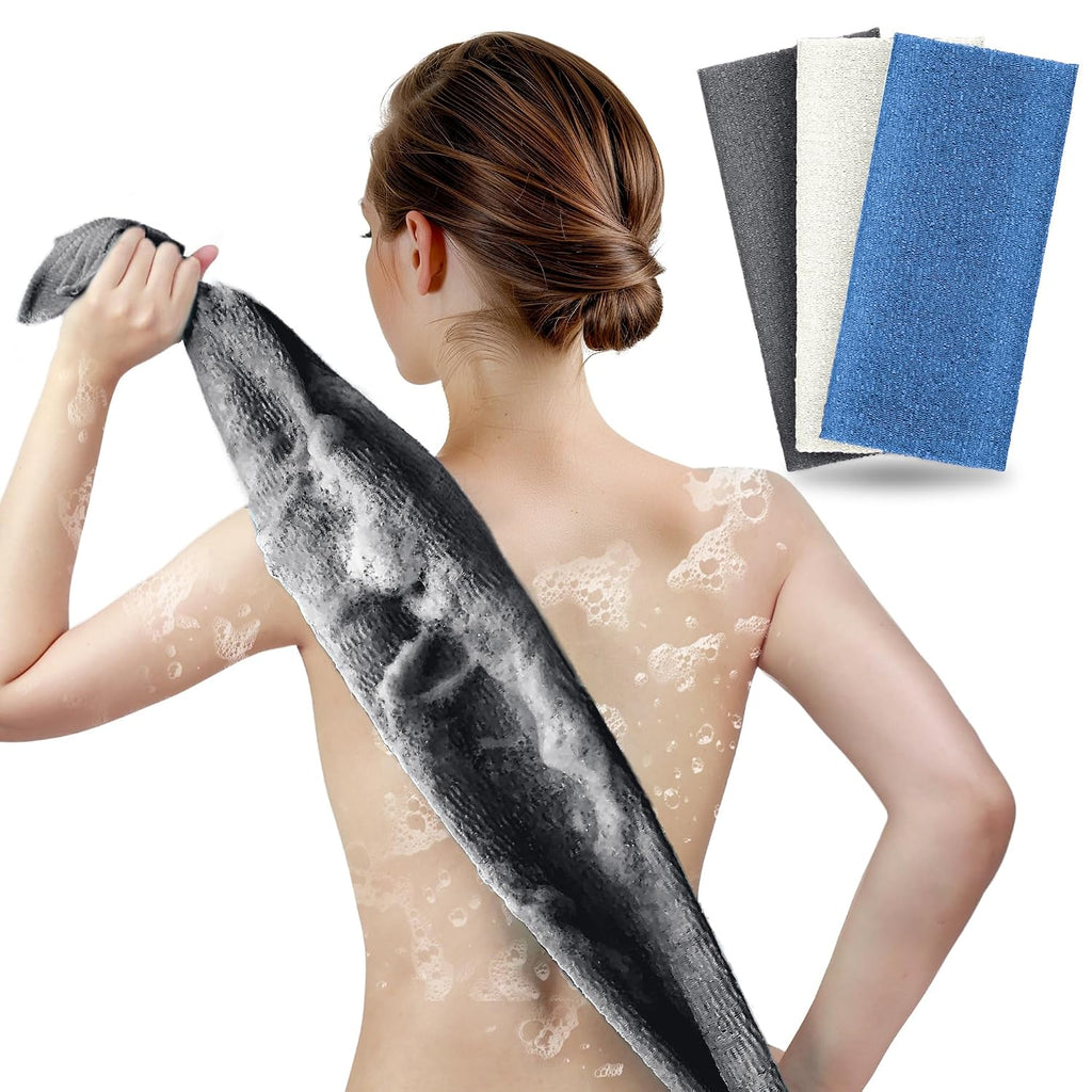 Exfoliating Washcloth & Japanese Shower Towel, 3 Pack, Body Scrubber