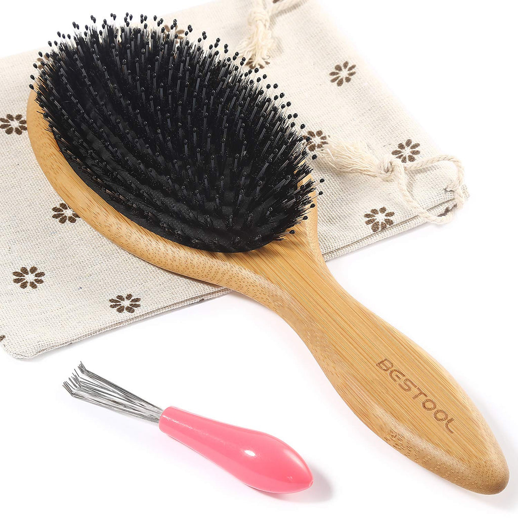 BESTOOL Hair Brush-Boar Bristle Hair Brushes Natural Bamboo Wooden Cushion Massage Anti Static Large Paddle Hairbrush fo