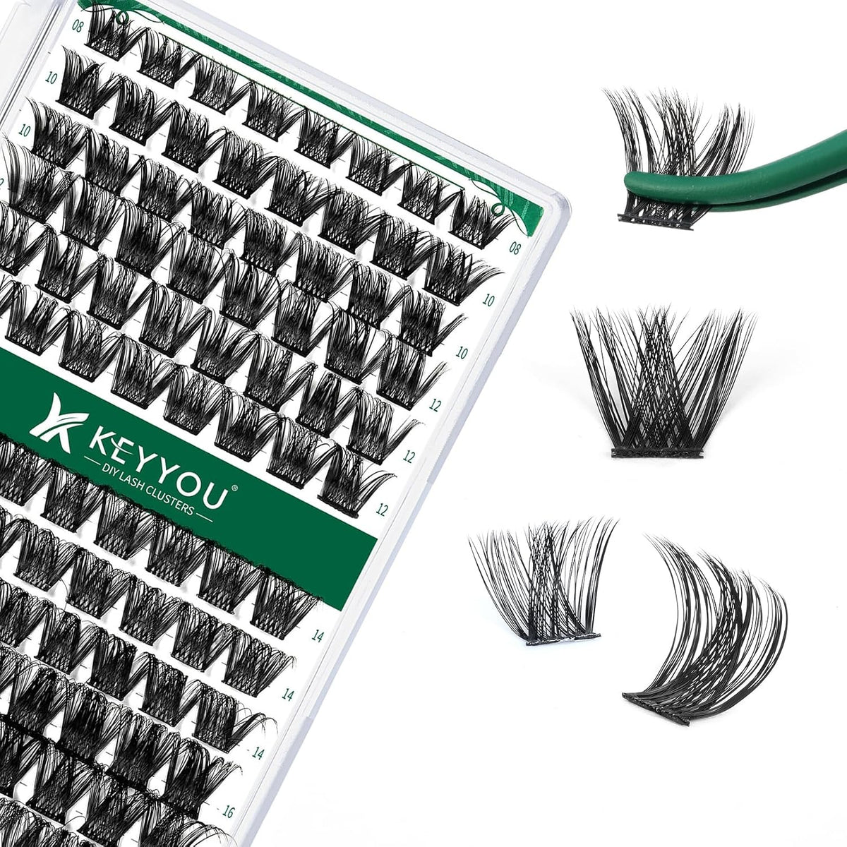 KEYYOU Lash Clusters Eyelash Clusters Natural Wispy D Curl 8-18mm MIX Y01