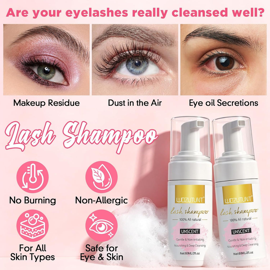 Eyelash Extension Cleanser Lash Mousse Lash Shampoo for Extensions, USB Mini Portable Fan Rechargeable Electric Handheld