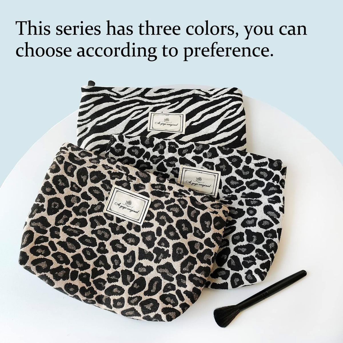 Leopard Makeup Bag Organizer Cosmetic Bags for Women and Girls,Travel Toiletry Bag Large Capacity Canvas Makeup Zipper P