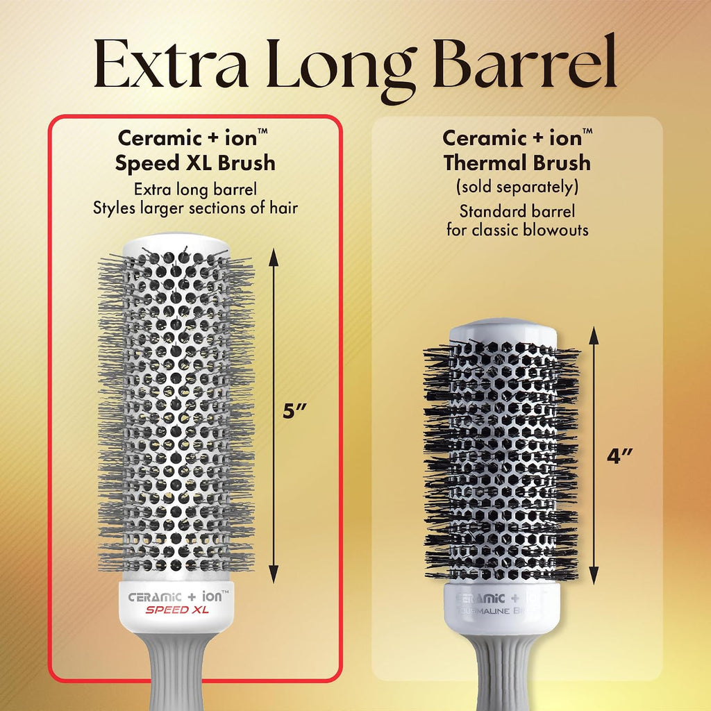 Olivia Garden Ceramic + Ion Speed XL - Extra-Long Round Thermal Hair Brush - Not Electrical - Professional Blowout Brush