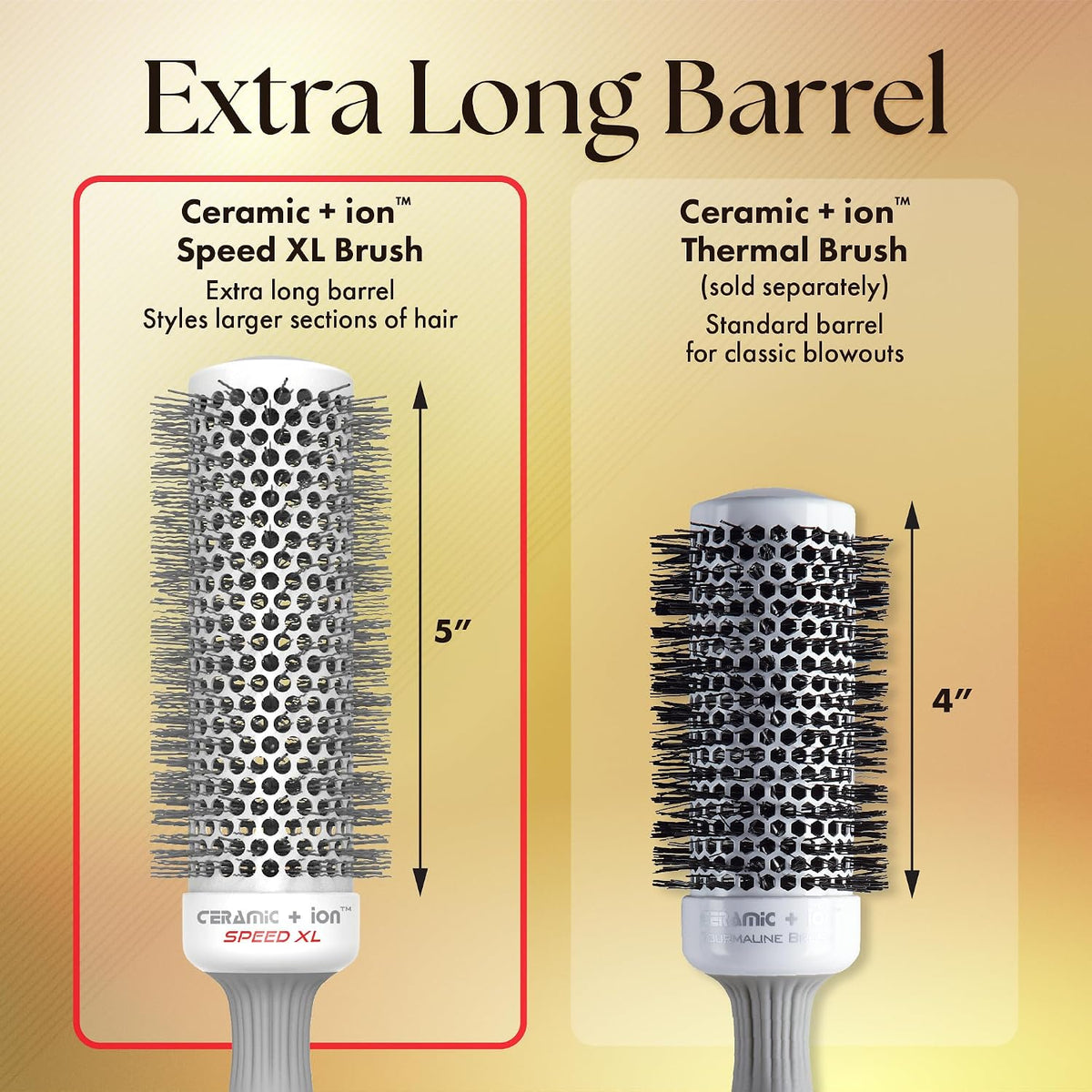 Olivia Garden Ceramic + Ion Speed XL - Extra-Long Round Thermal Hair Brush - Not Electrical - Professional Blowout Brush