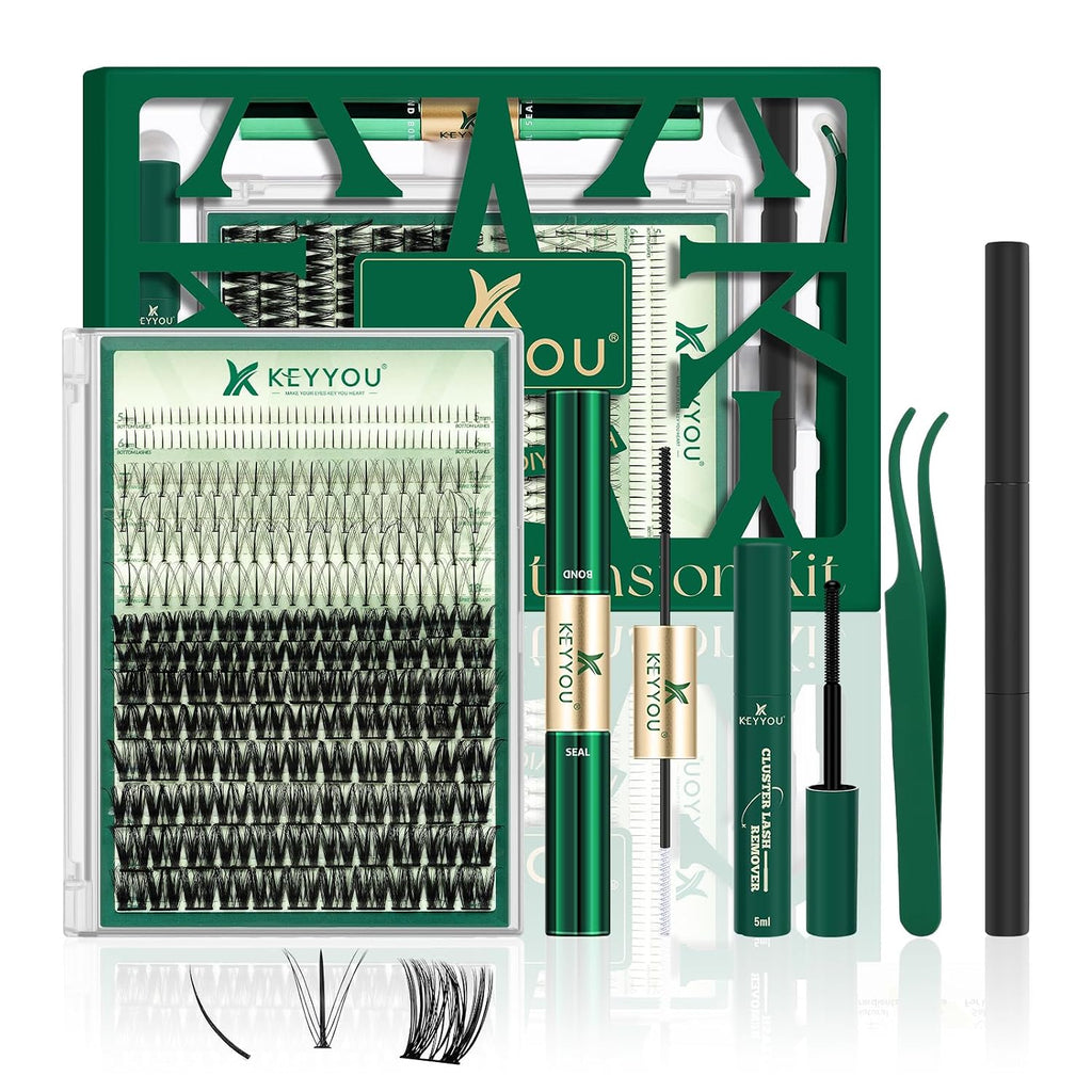 KEYYOU Natural Lash Clusters,Aurora Wispy Lashes,Seamless Mascara Look