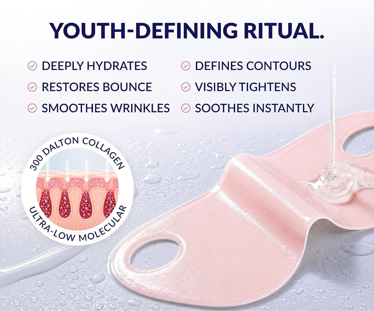 Stylia V Line Lifting Collagen Face Mask - Lift, Firm & Contour Jawline - Double Chin Strap with Hyaluronic Acid & Aloe 