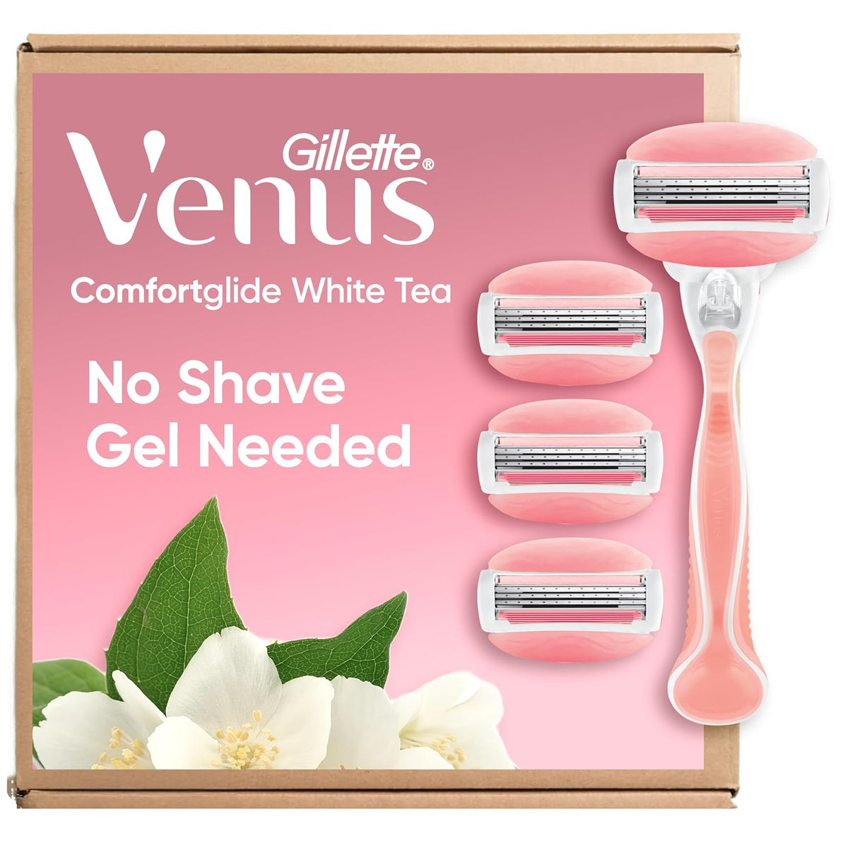 Gillette Venus ComfortGlide White Tea Women's Razor 1 Handle + 4 Blade Refills