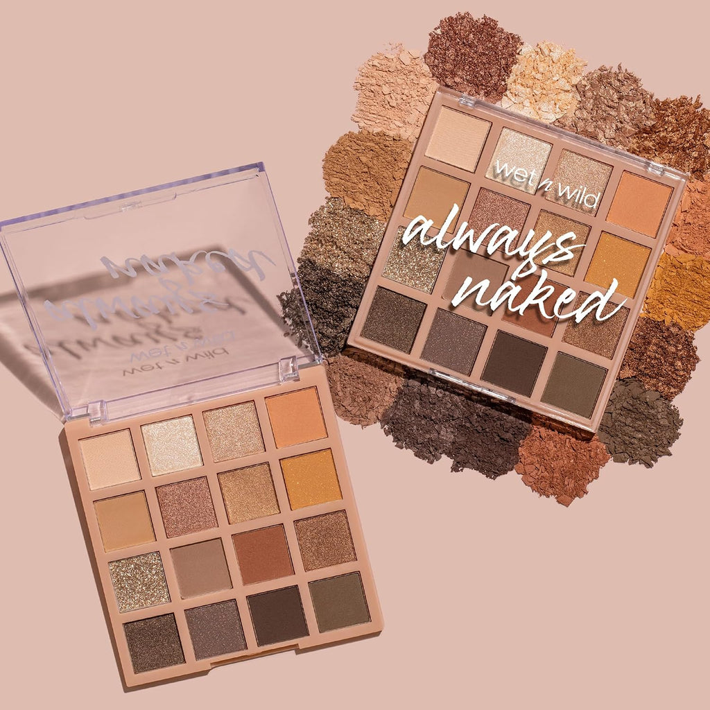 wet n wild Always Naked Palette, Nude Neutral Eye Makeup, Blendable, Warm And Cool Nude Pigments, Matte, Shimmer, Glitte