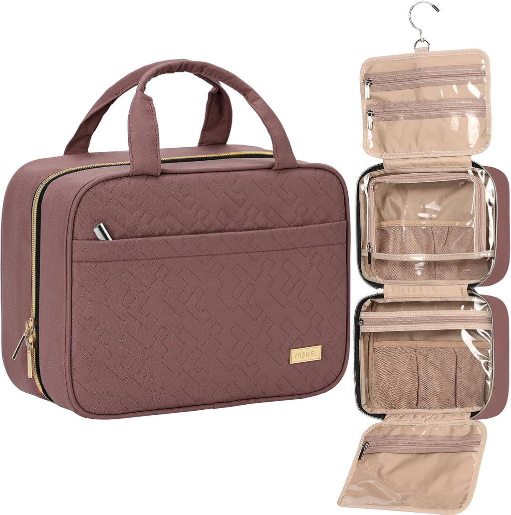 NISHEL Travel Toiletry Bag for women, Portable Hanging makeup Organizer