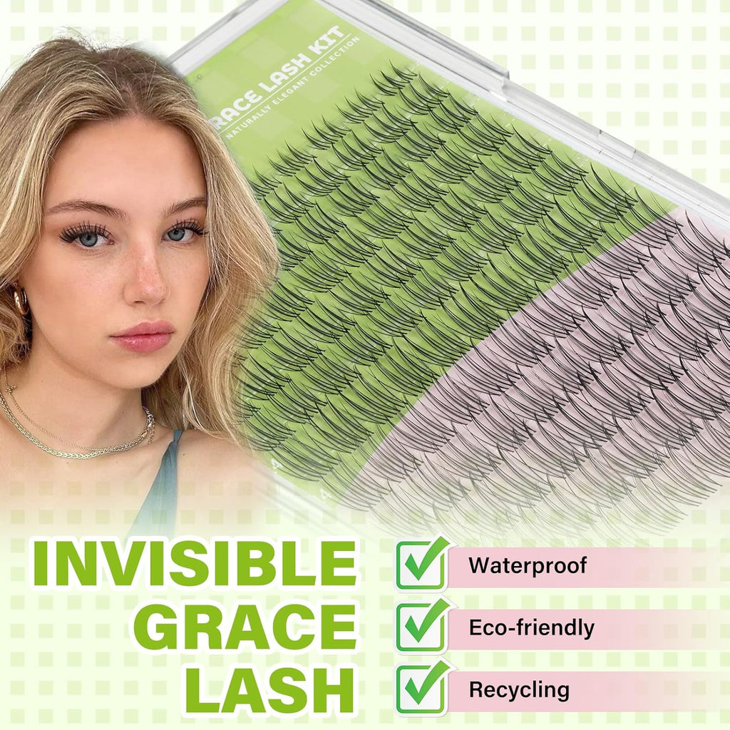 KEYYOU Natural Lash Clusters,Aurora Wispy Lashes,Seamless Mascara Look