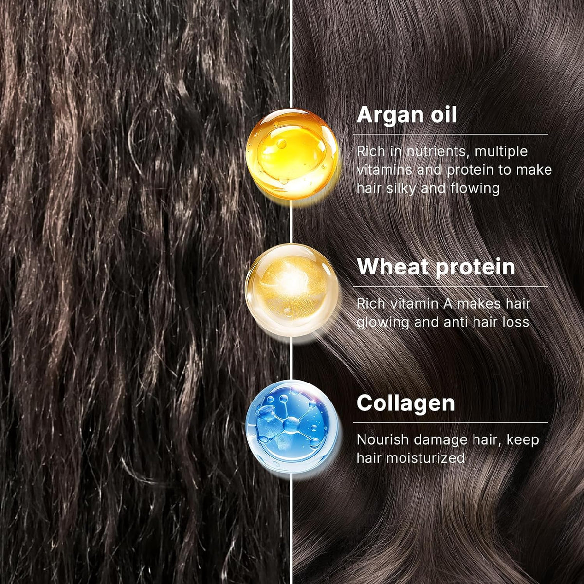 Karseell Collagen Hair Mask & Argan Oil Set for Dry Damaged Hair