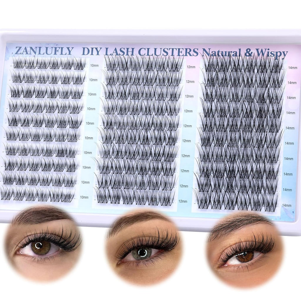 Lash Clusters Wispy Eyelash Clusters Natural CC-Curly Cluster Lashes zanlufly Wispy Individual Lashes 180Pcs Eyelash Ext