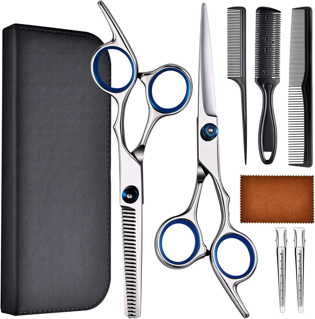 Hair Cutting Scissors Set, 4Cr13MoV Cutting and Thinning Shears, 9-Piece